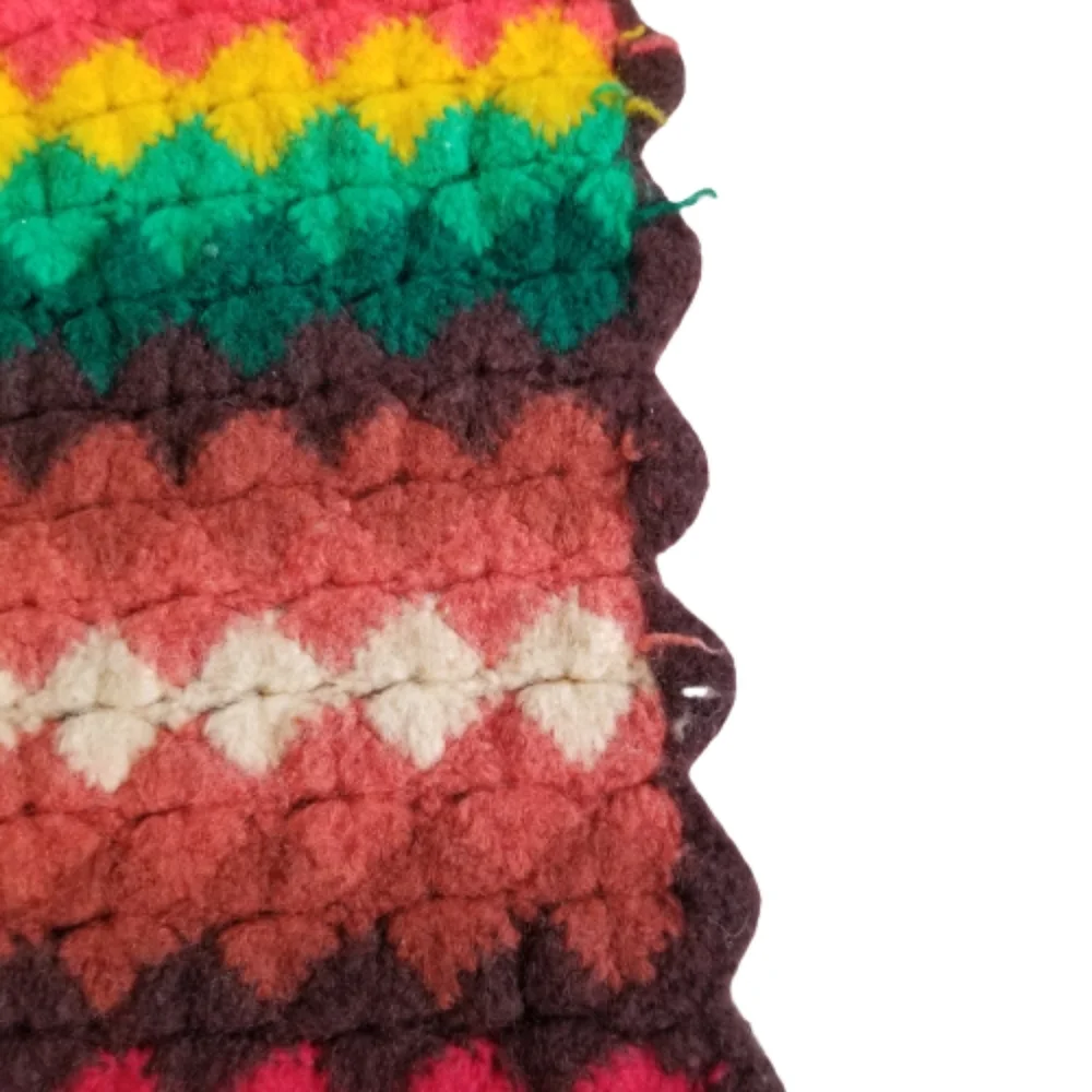 Vintage Boho Granny Handmade Afghan Yarn‎ Weave Crochet Rectangle Throw Blanket